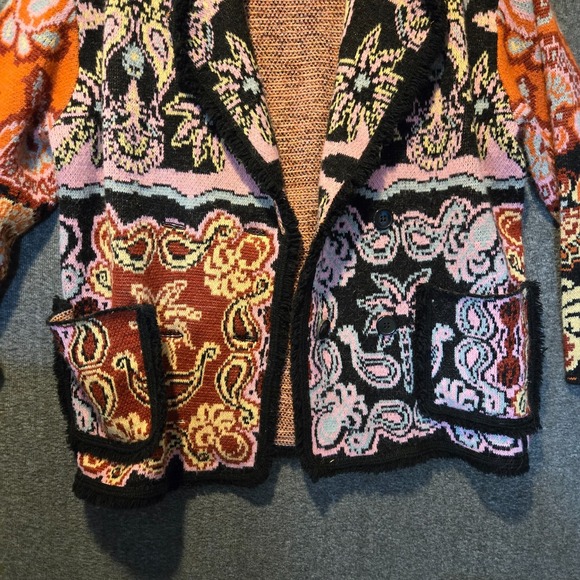 Farm Rio Women's Black Sweet Mermaids Knit Wool Jacket Size XS - Picture 4 of 9